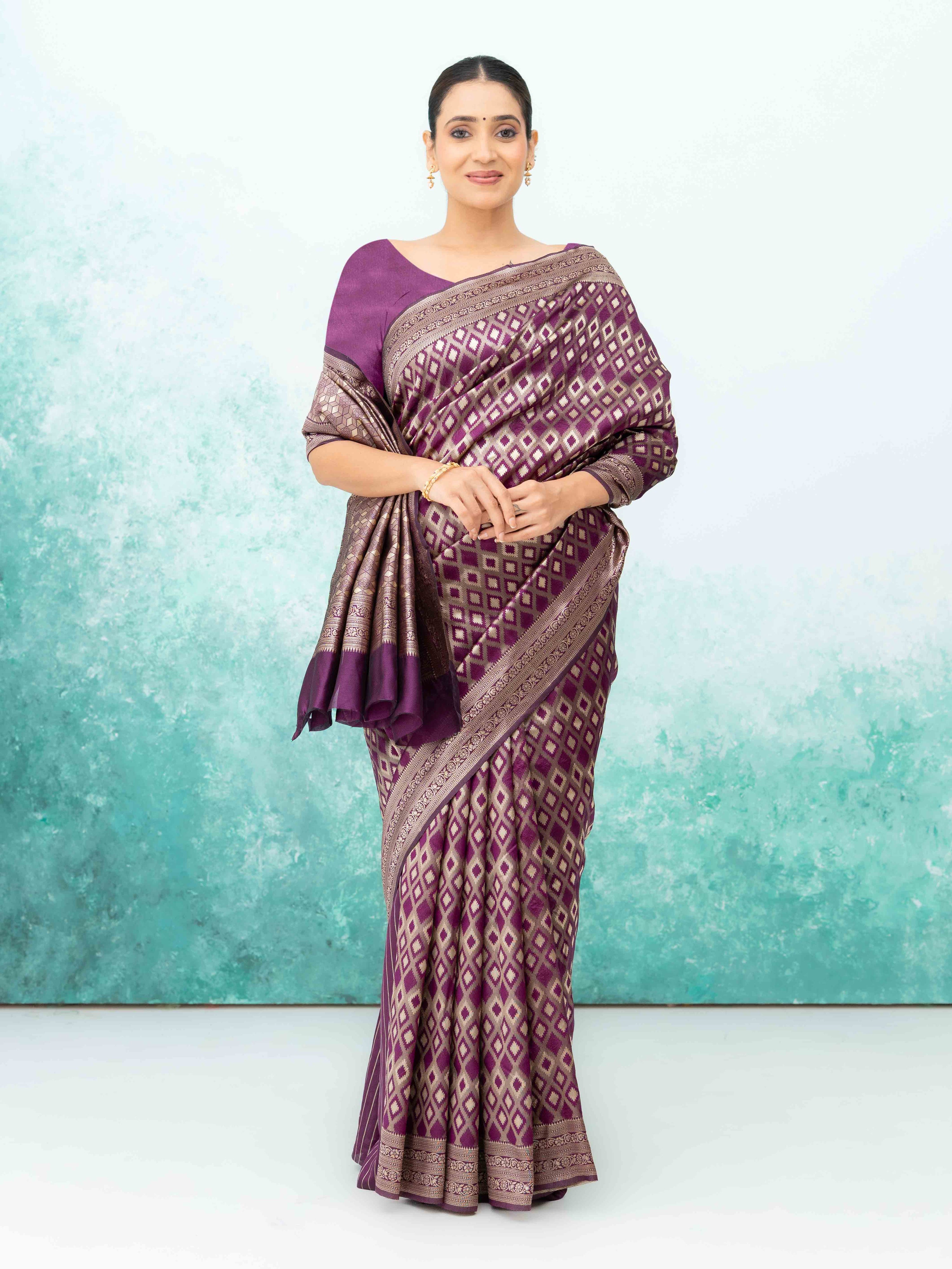 Dark Purple Mysore Silk Saree