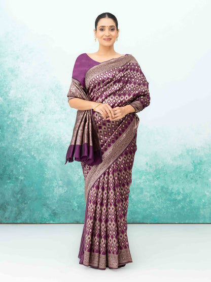 Dark Purple Mysore Silk Saree