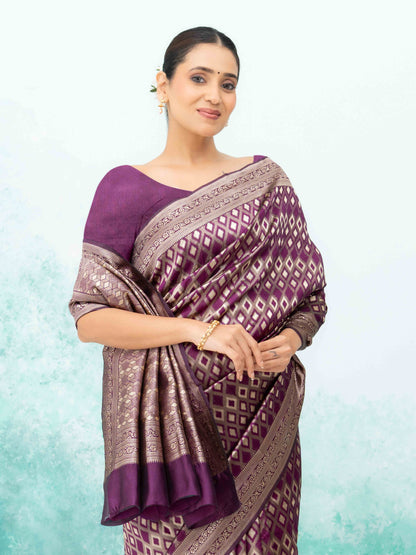 Dark Purple Mysore Silk Saree