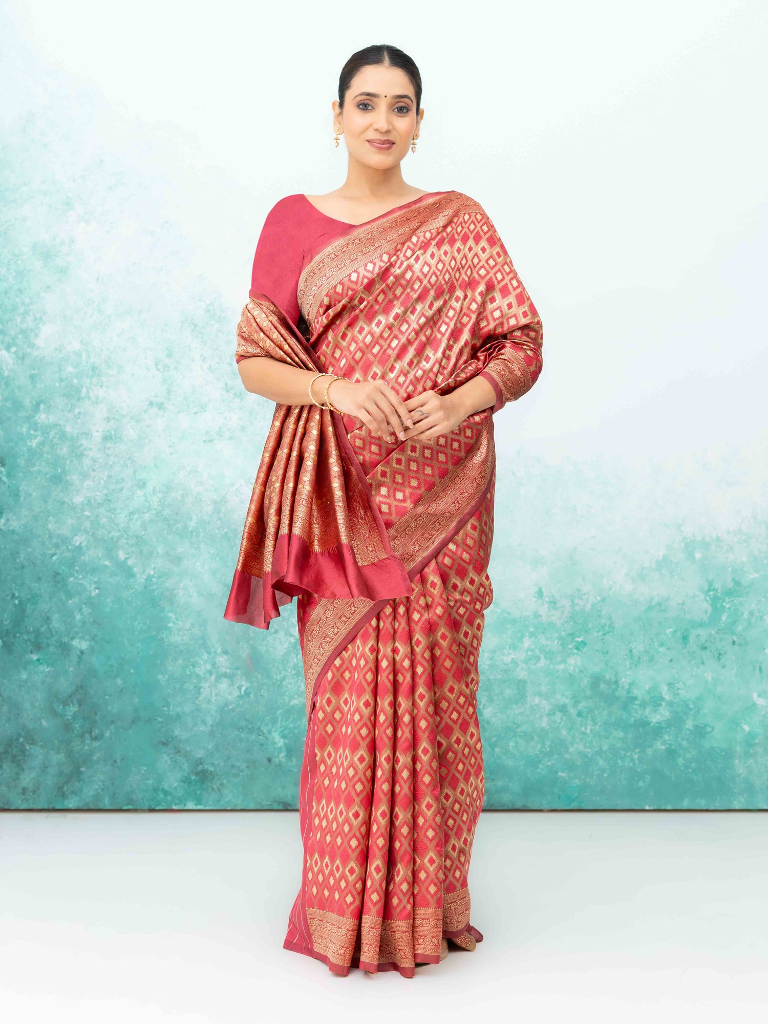 Ruby Red Mysore Silk Saree