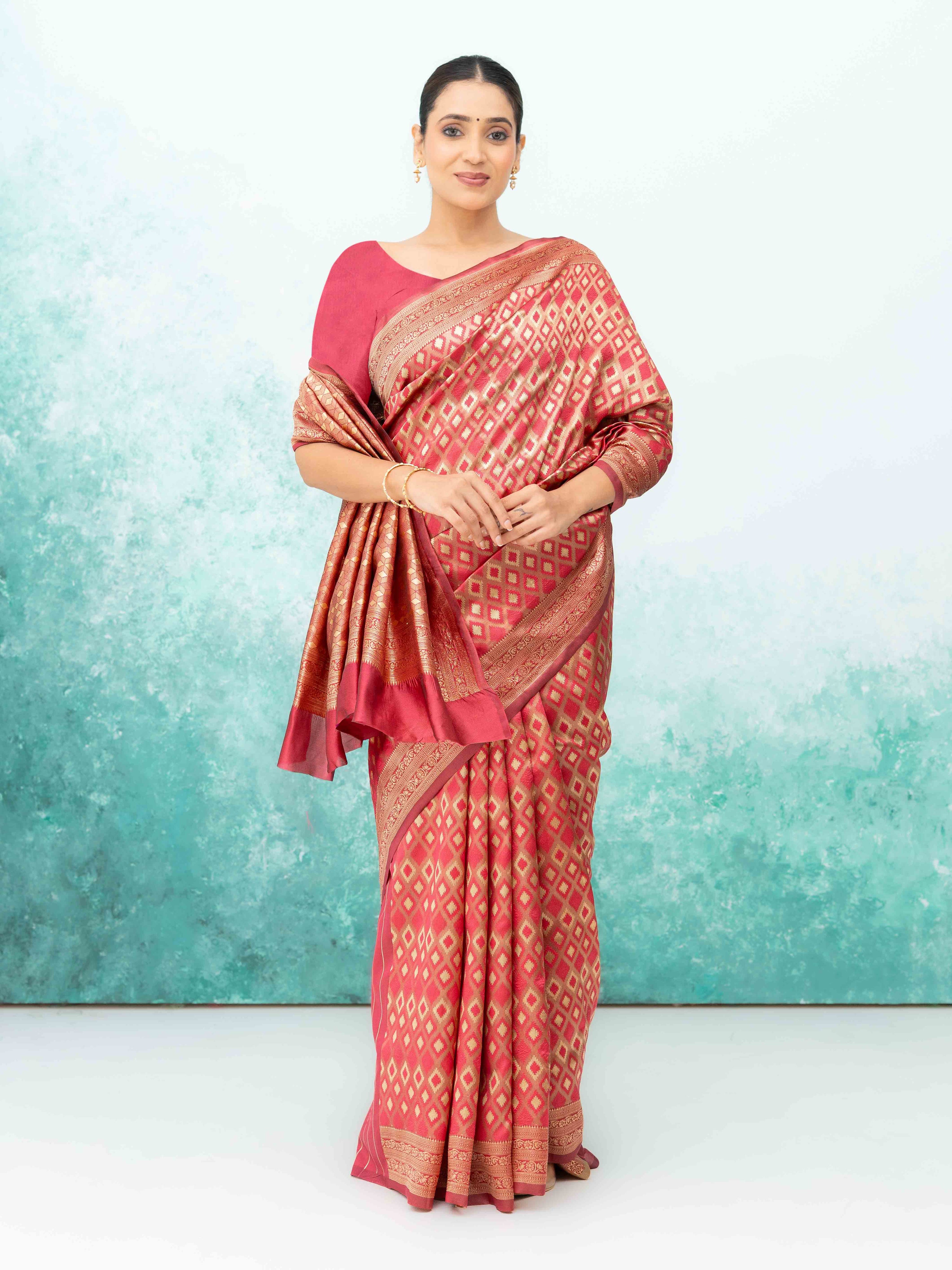 Ruby Red Mysore Silk Saree