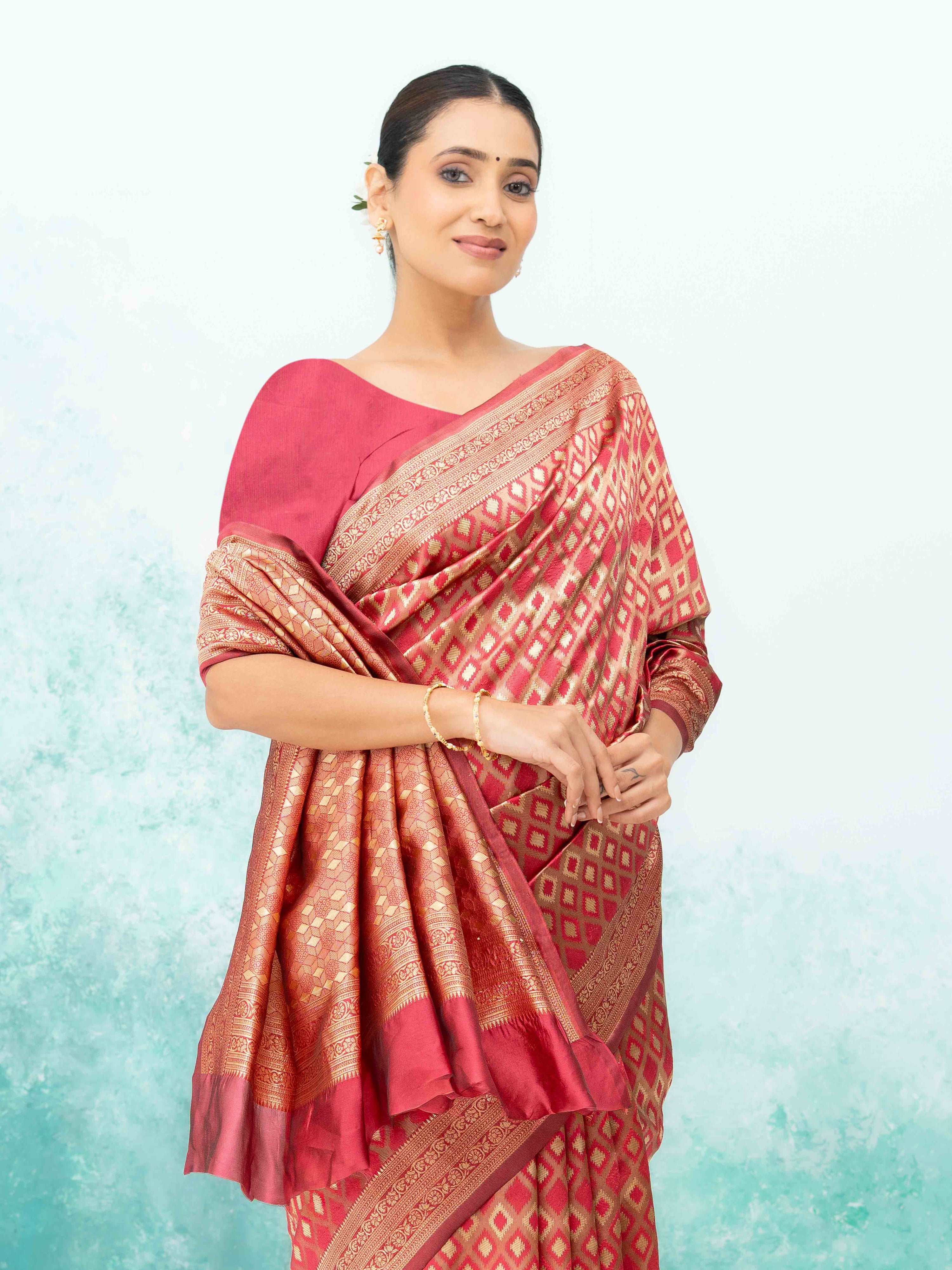 Ruby Red Mysore Silk Saree