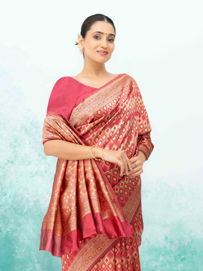 Ruby Red Mysore Silk Saree