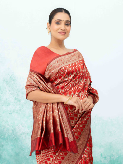 Maroon Mysore Silk Saree