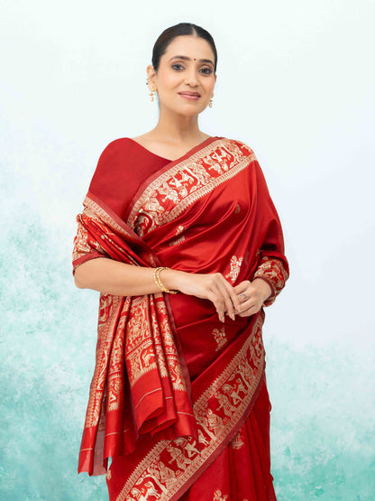 Red Banarasi Silk Saree