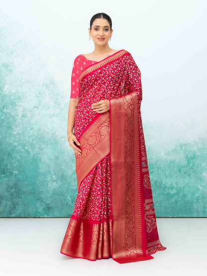 Pink Crepe Saree