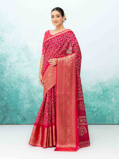 Pink Crepe Saree