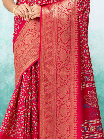 Pink Crepe Saree