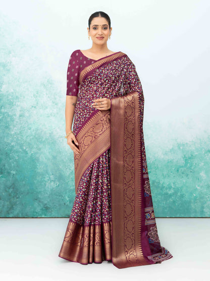 Wine Crepe Saree