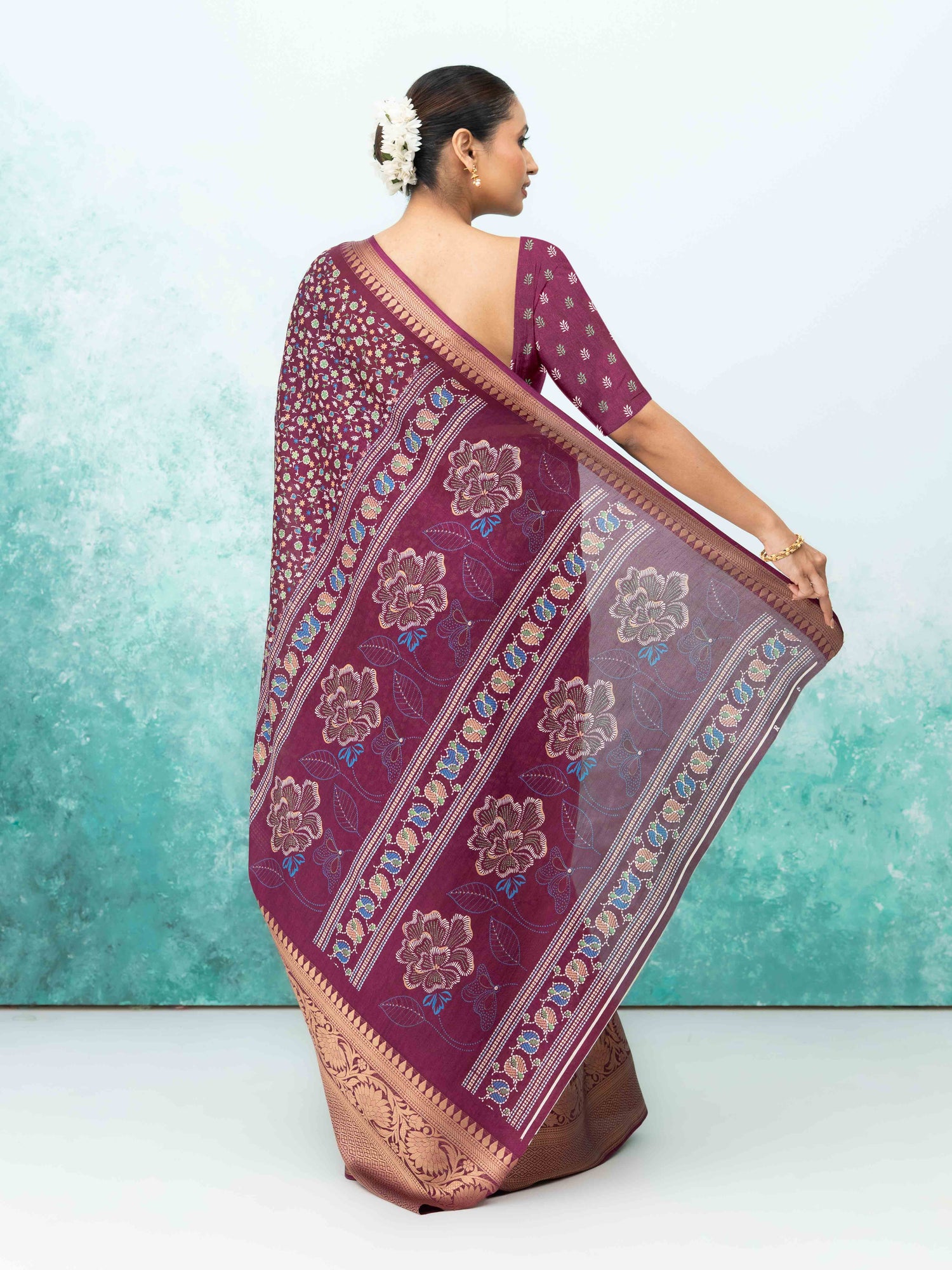 Wine Crepe Saree