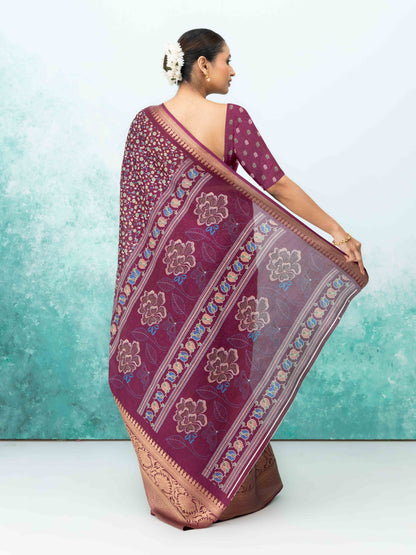 Wine Crepe Saree