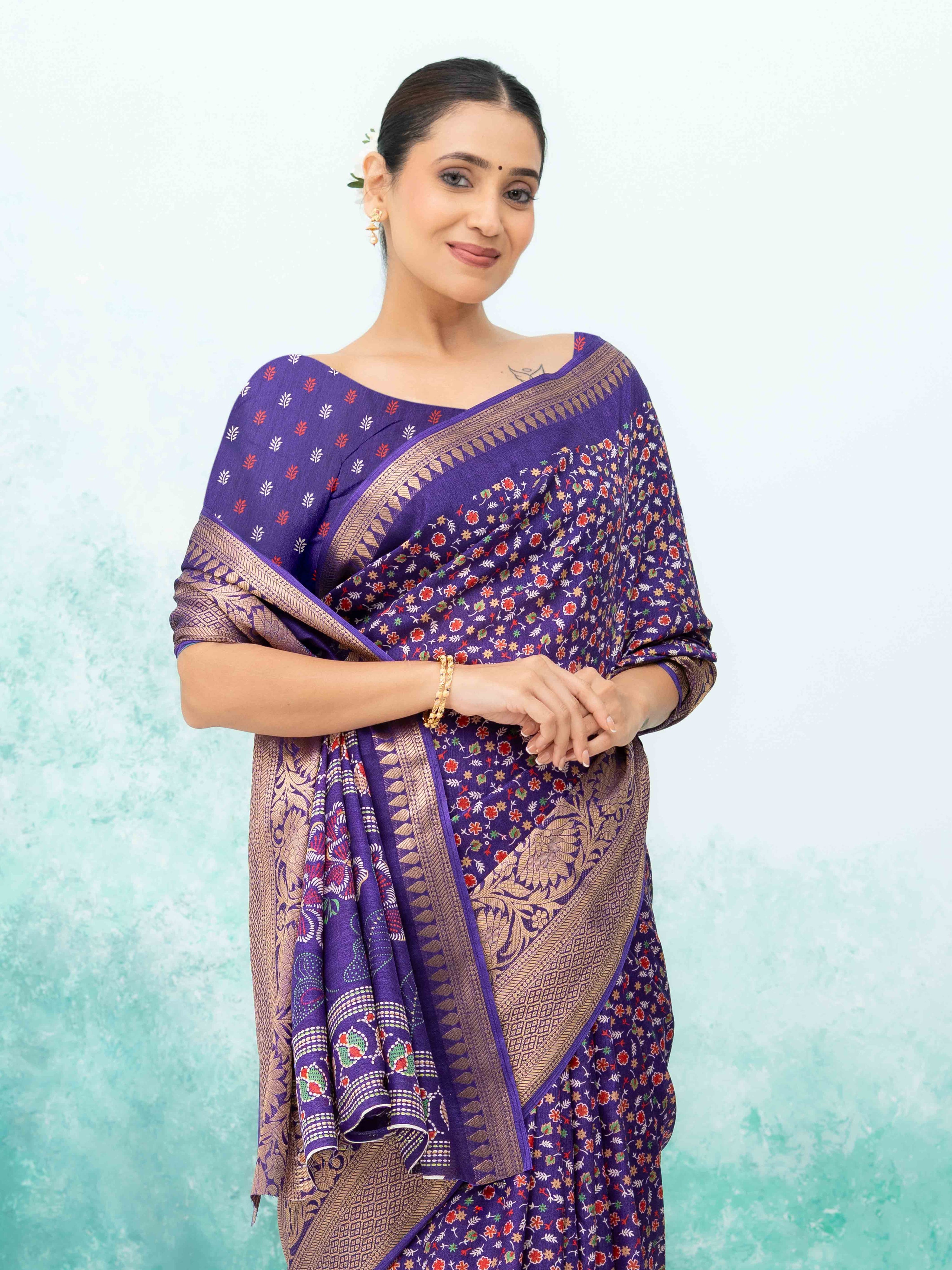 Royel Purple Crepe Saree
