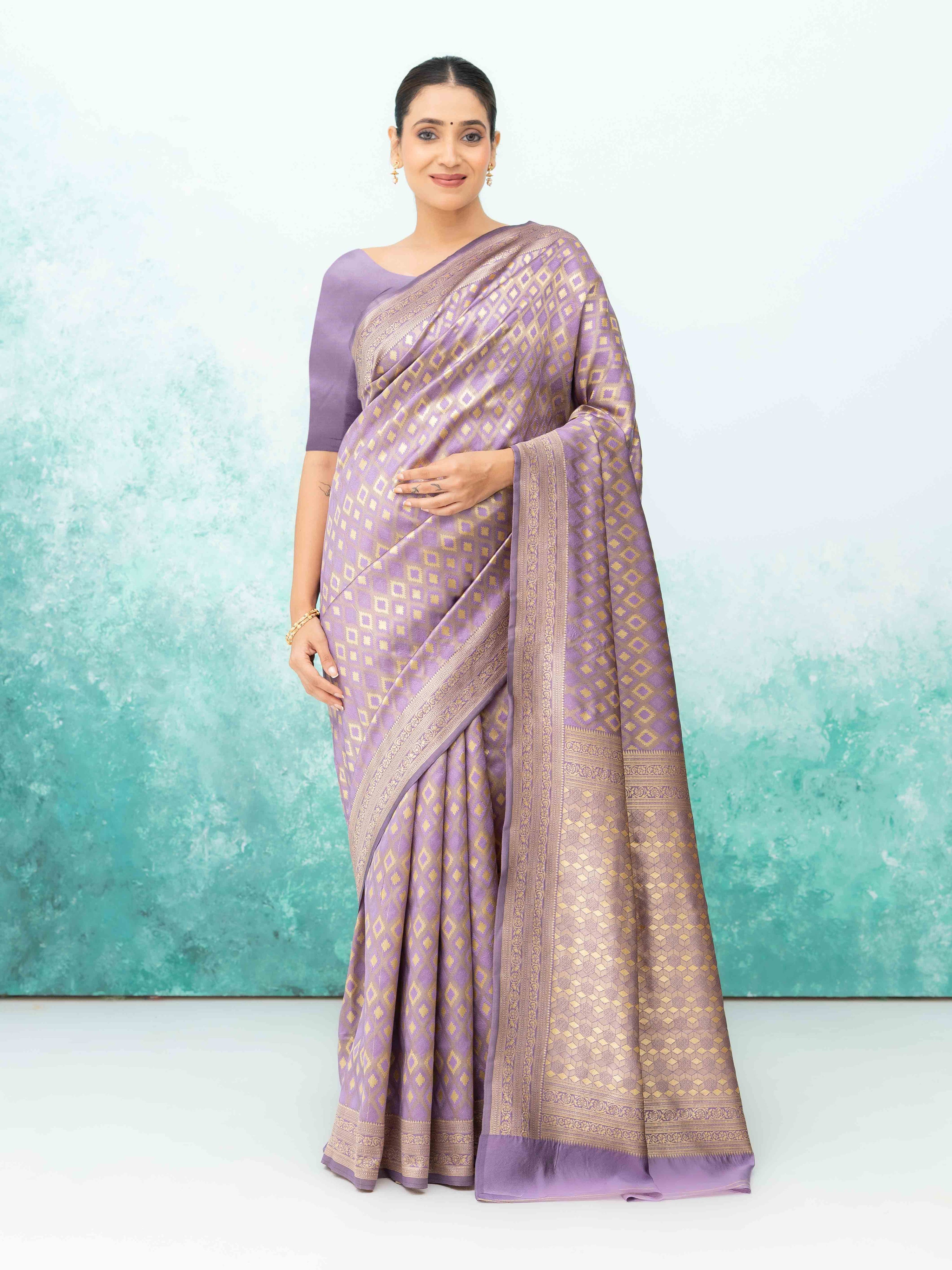 Lavender Mysore Silk Saree