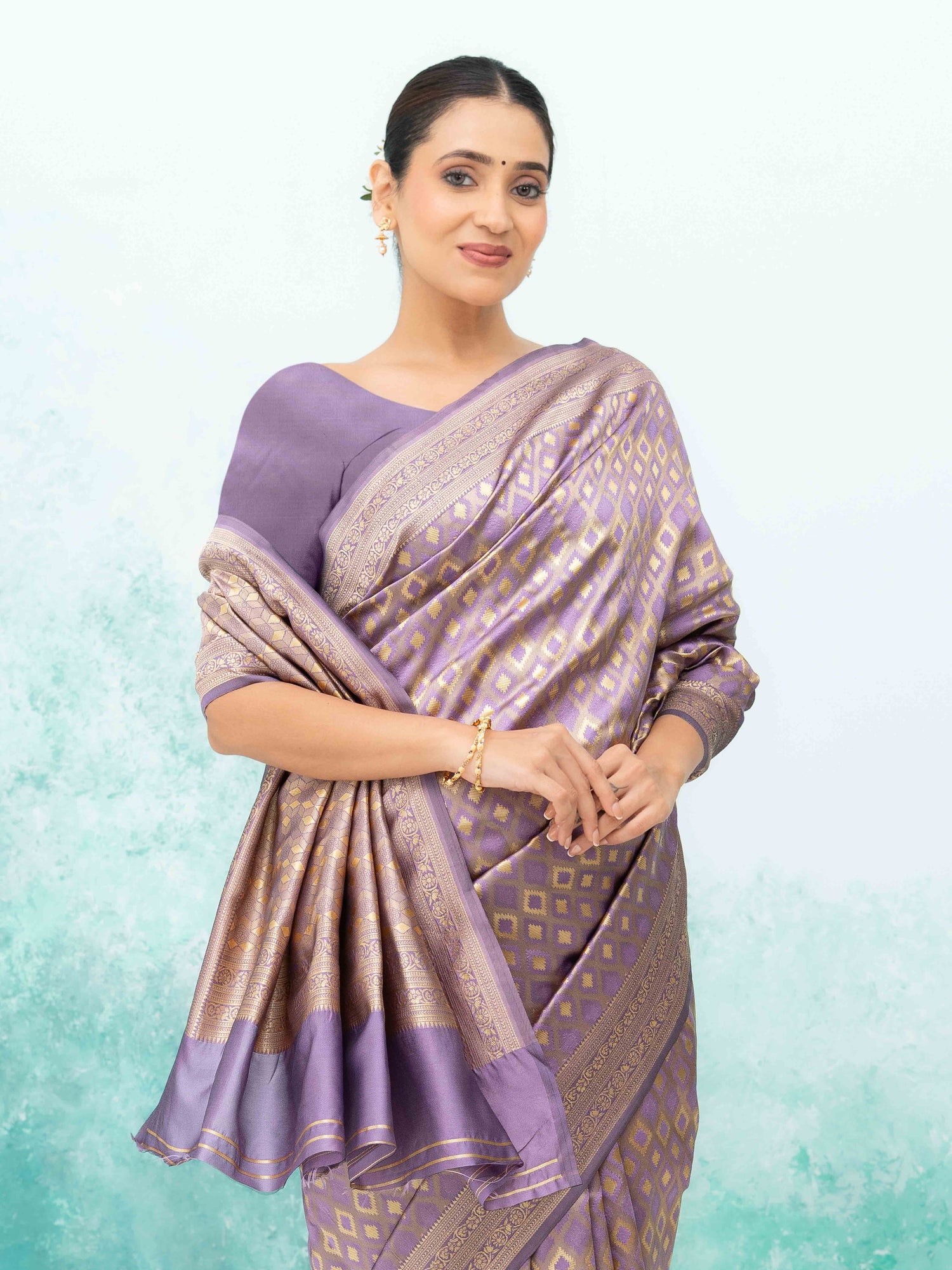 Lavender Mysore Silk Saree