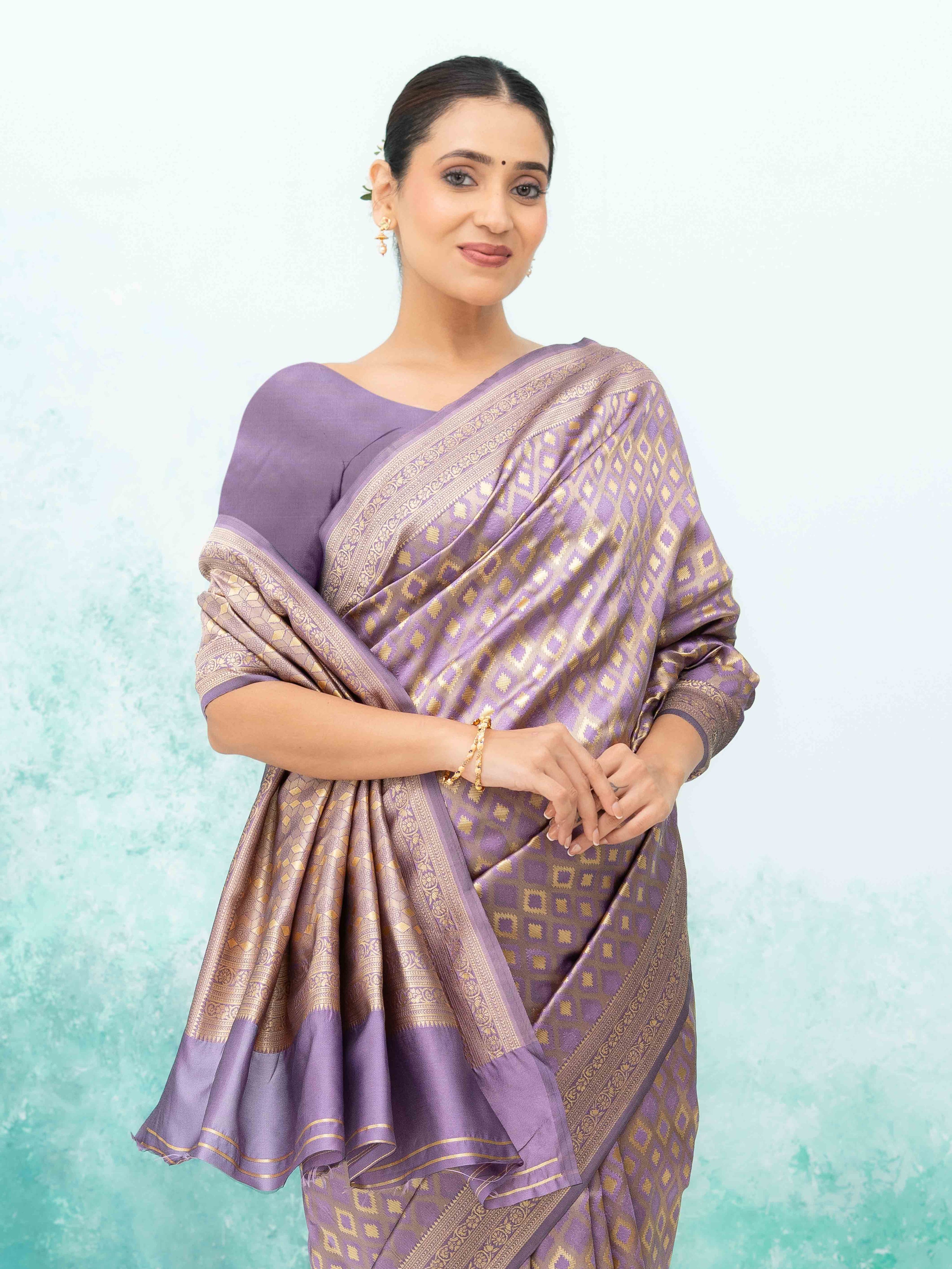 Lavender Mysore Silk Saree