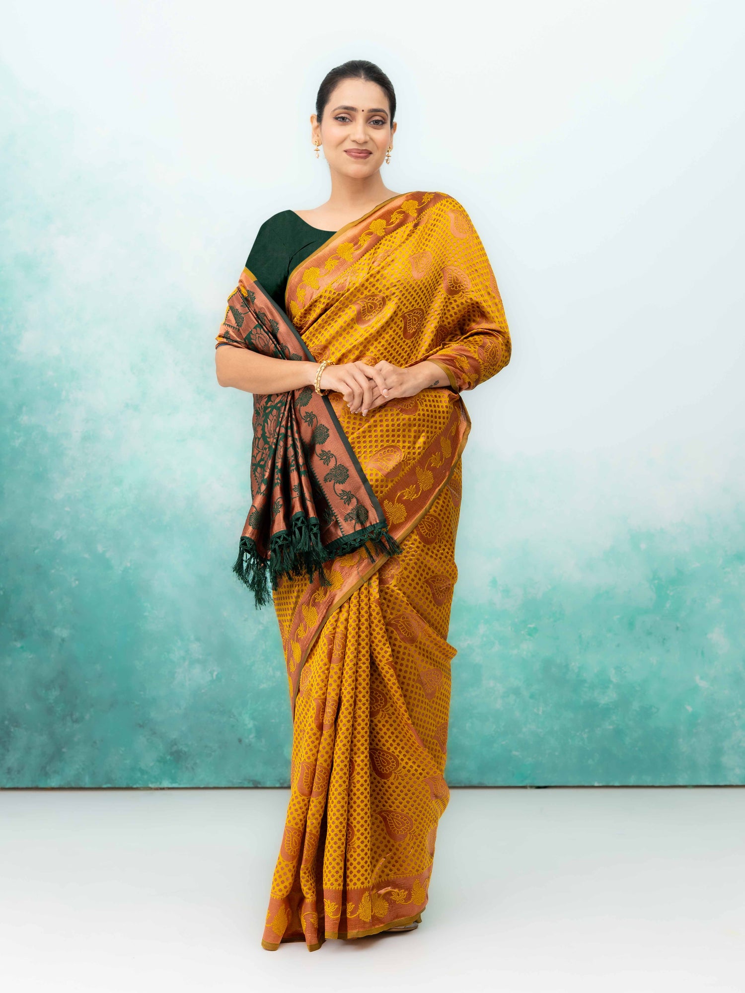 Yellow Poly Silk Saree