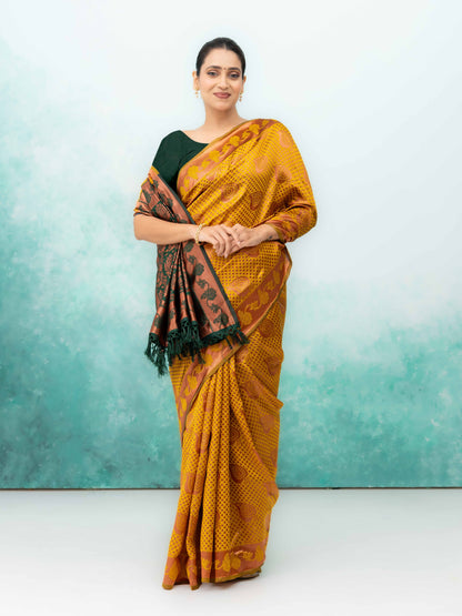Yellow Poly Silk Saree