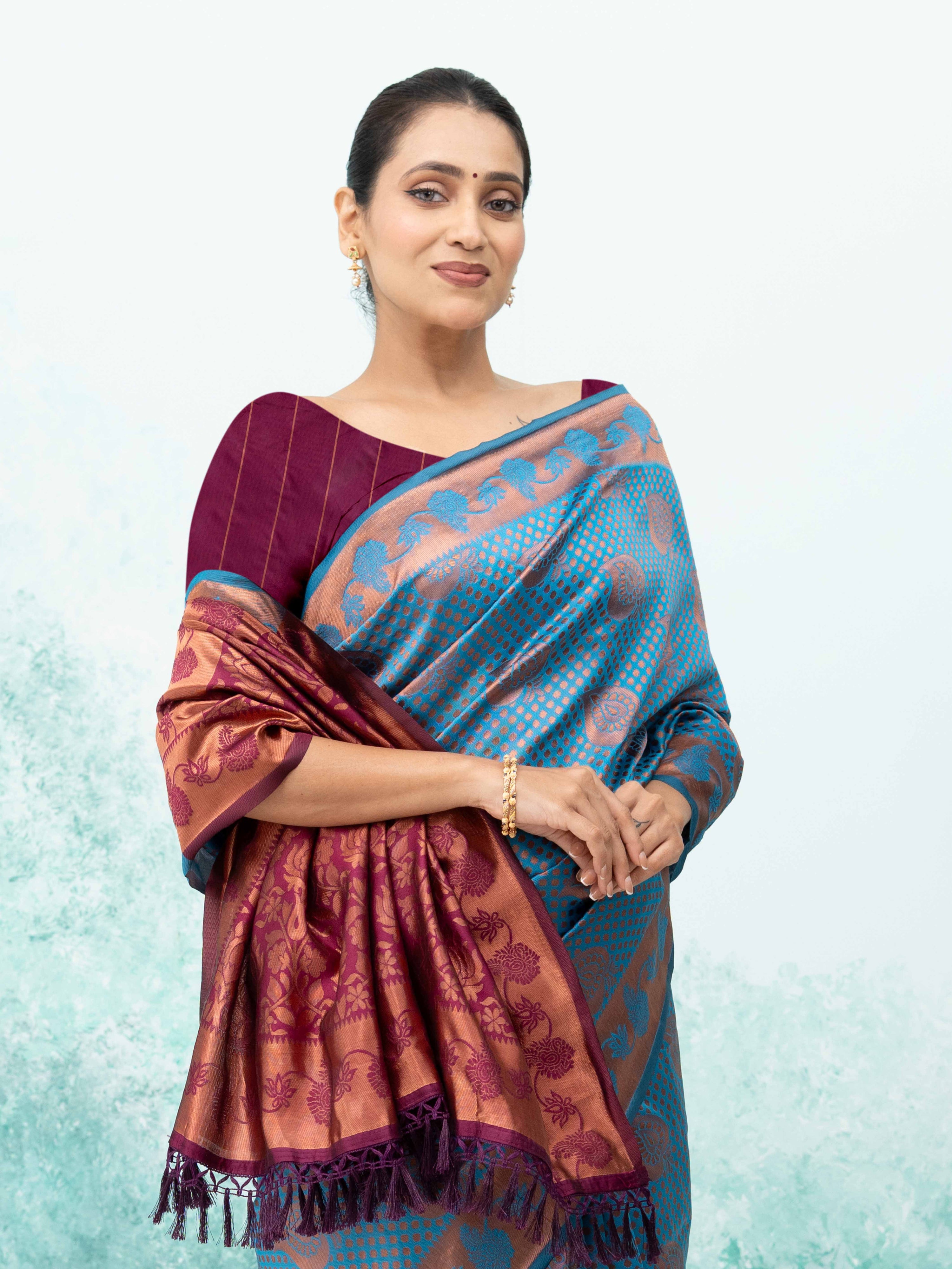 Firoji Poly Silk Saree