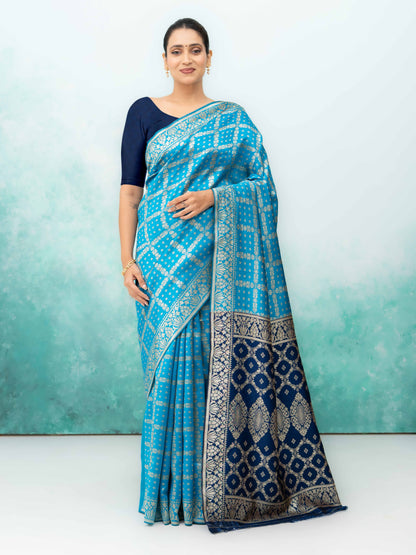 Sky Blue Poly Silk Saree