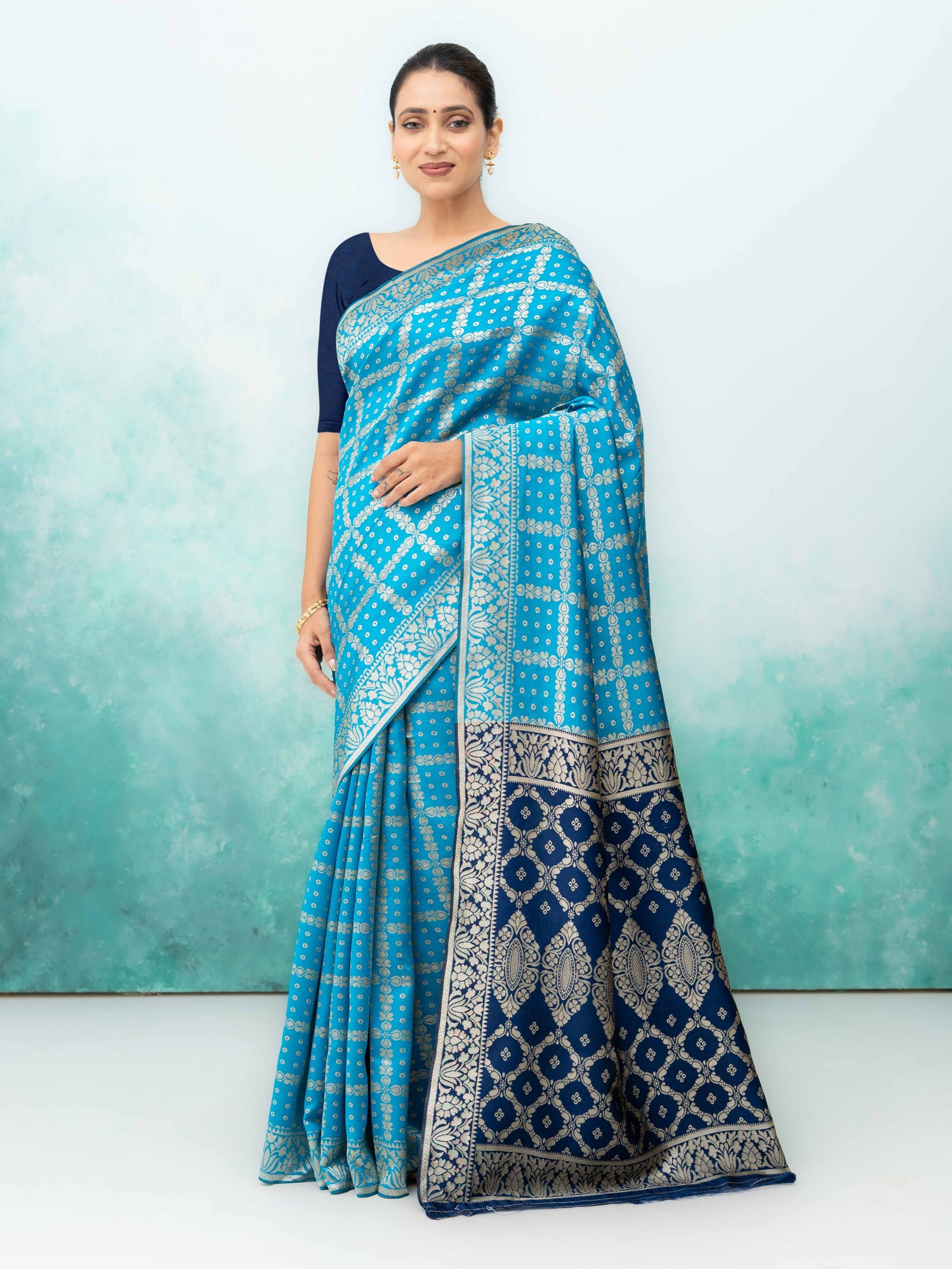 Sky Blue Poly Silk Saree