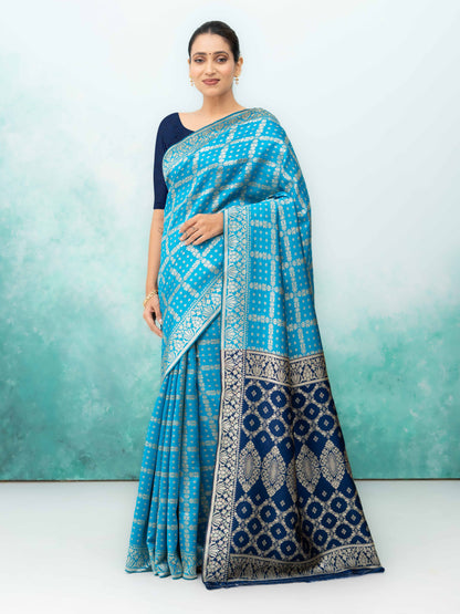 Sky Blue Poly Silk Saree
