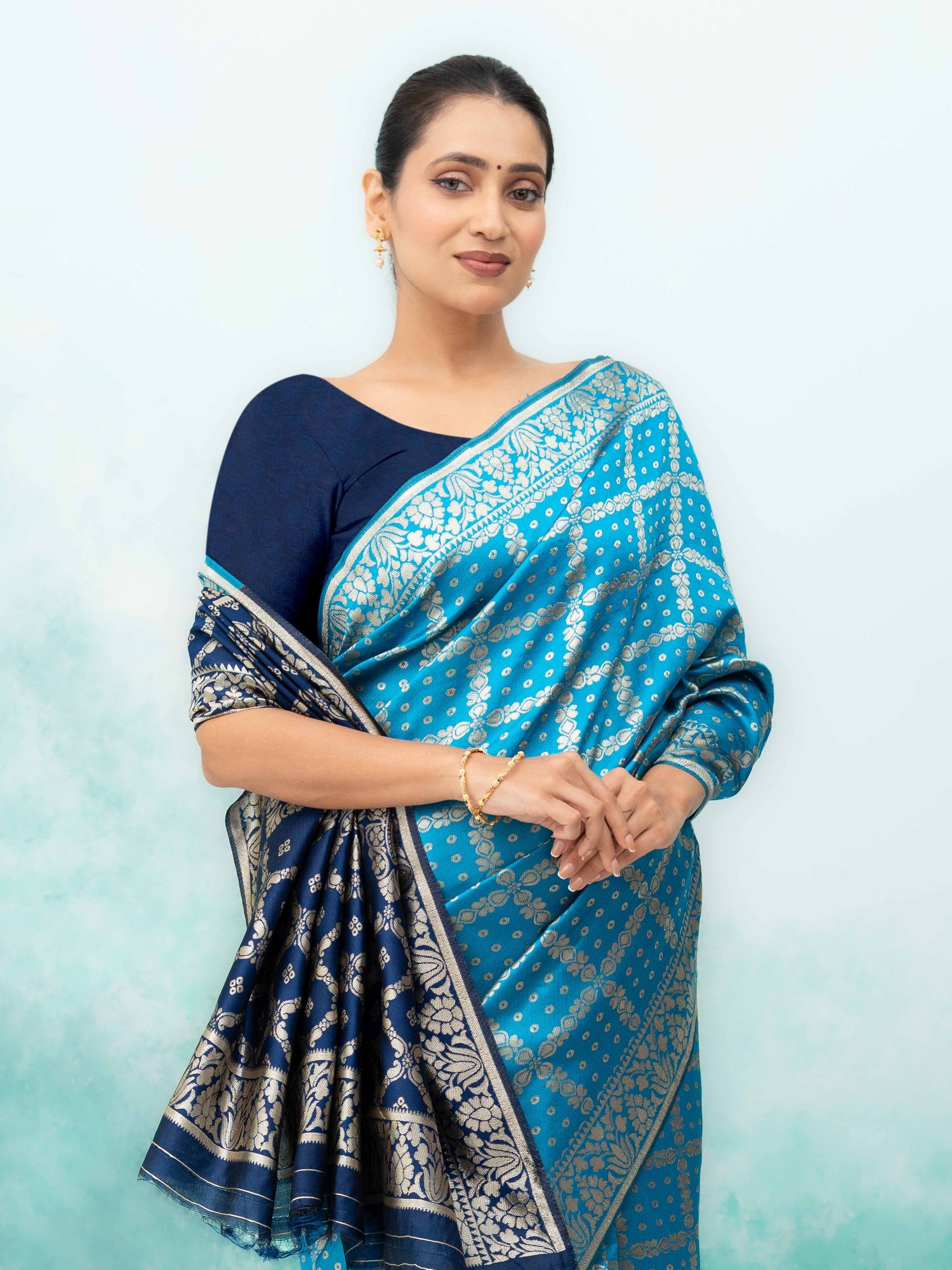 Sky Blue Poly Silk Saree