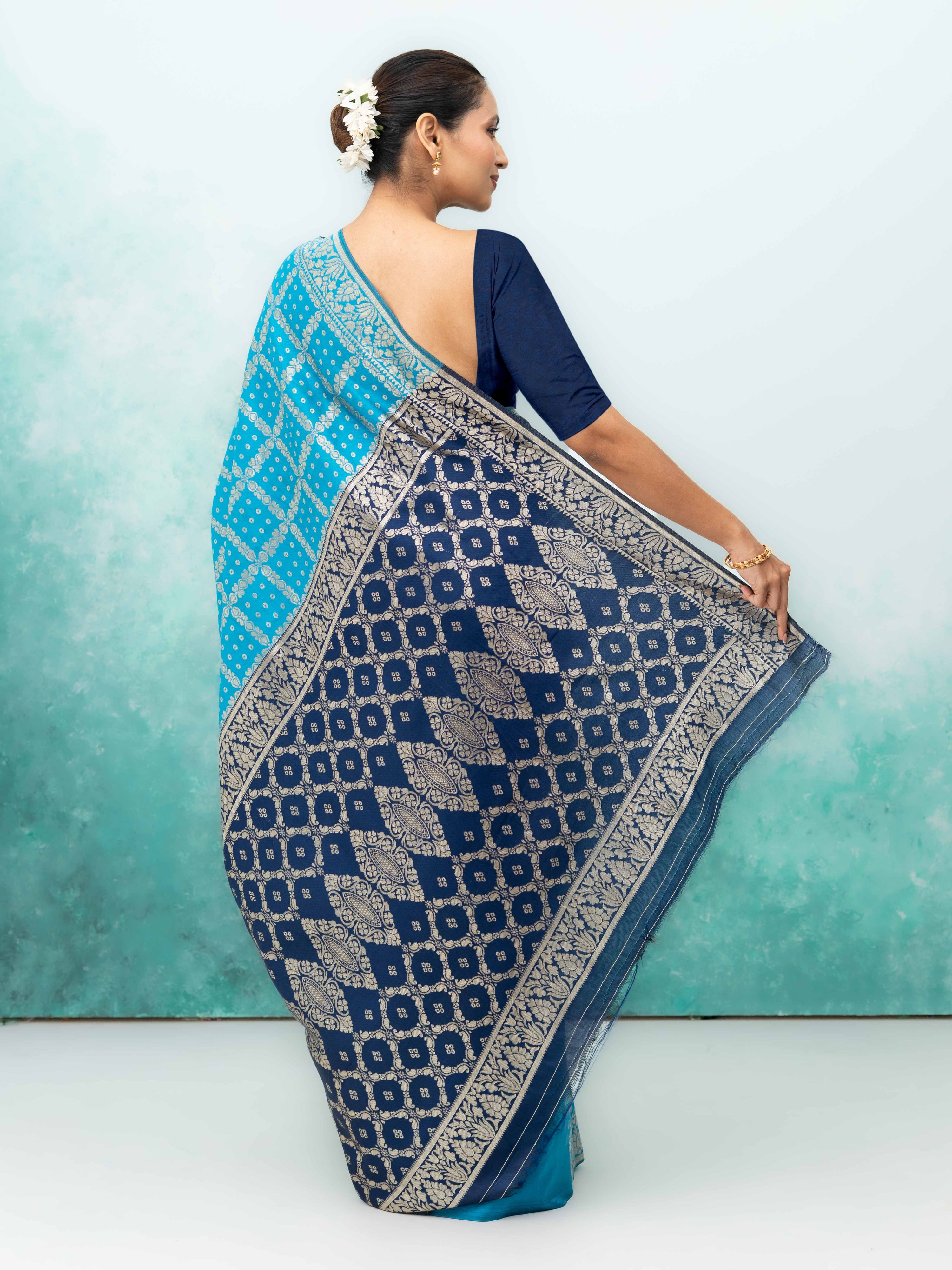 Sky Blue Poly Silk Saree