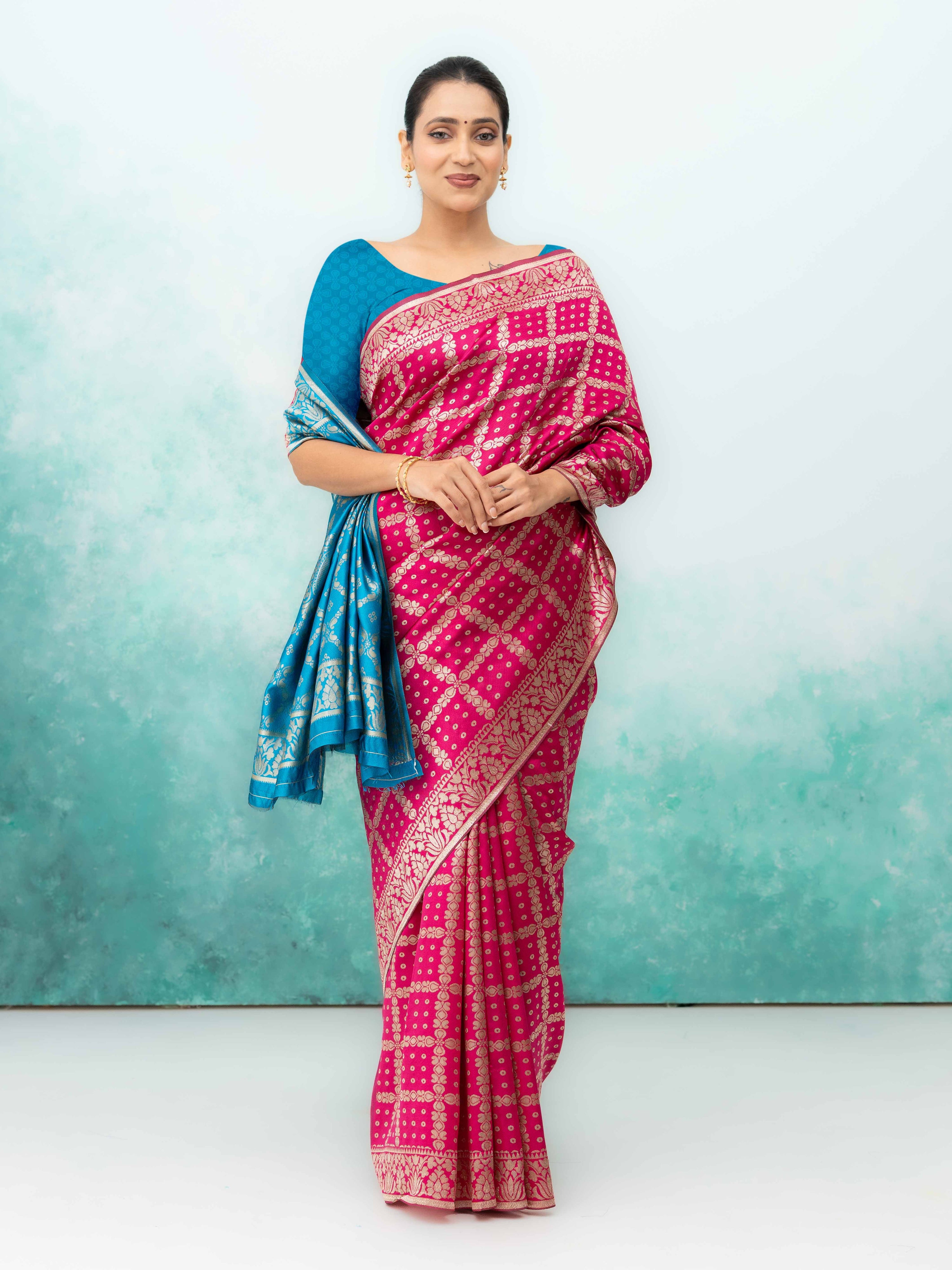 Pink Poly Silk Saree