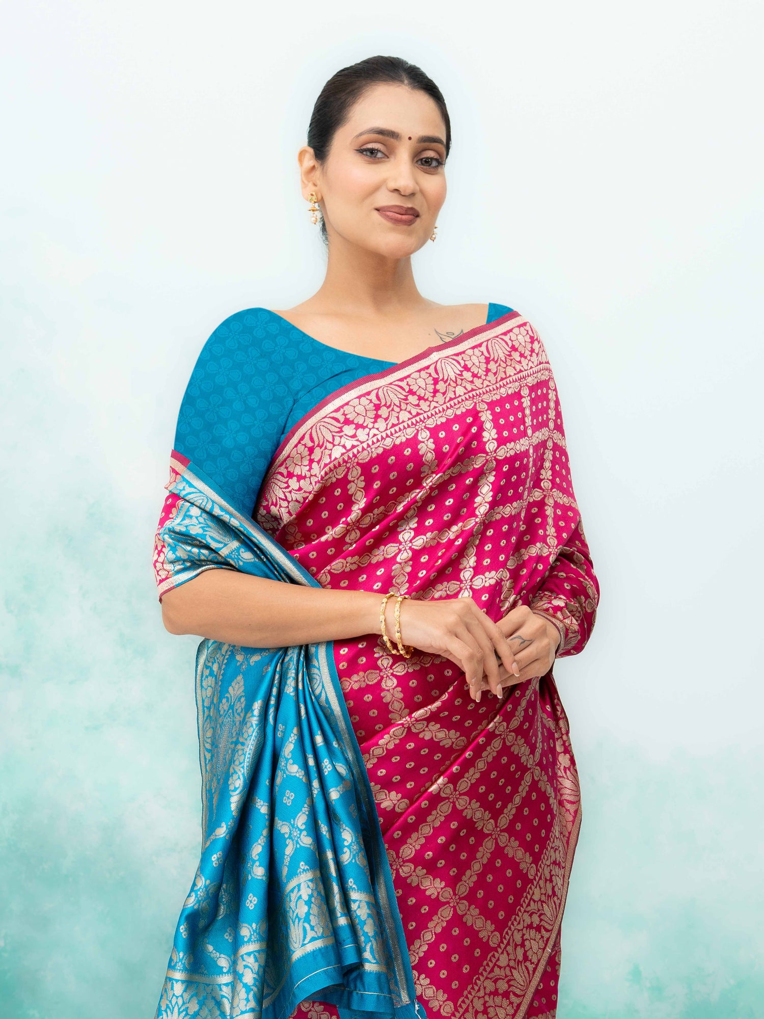 Pink Poly Silk Saree