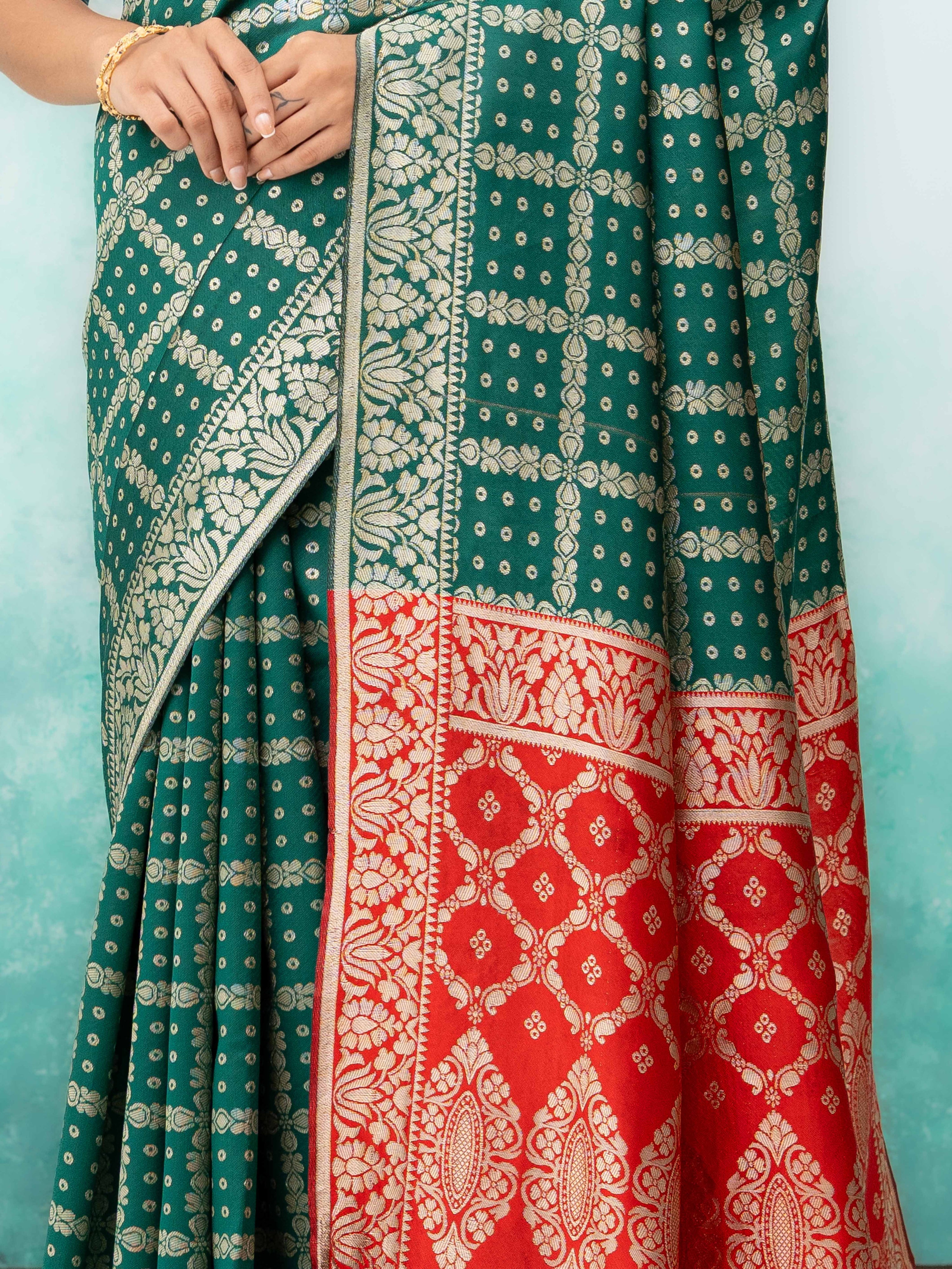 Green Poly Silk Saree