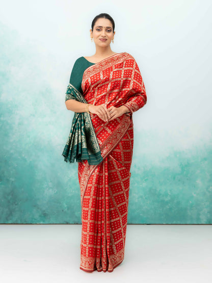 Red Poly Silk Saree