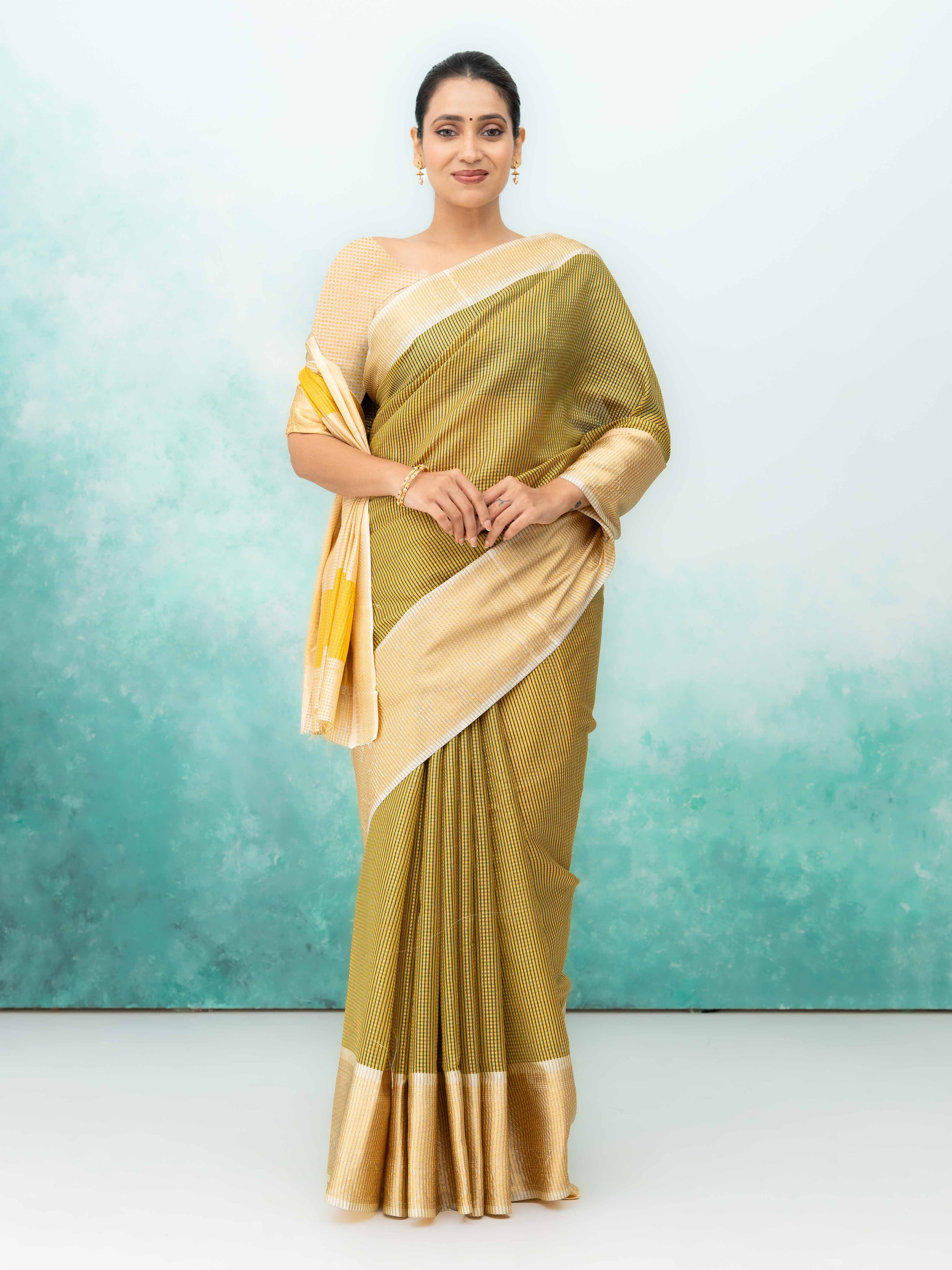 Navy Blue Cotton Silk Saree