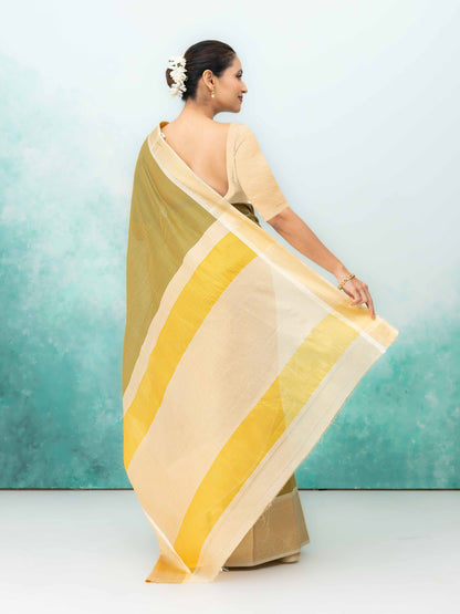 Navy Blue Cotton Silk Saree