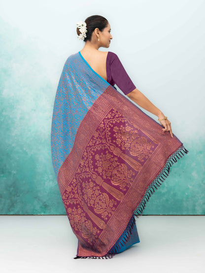 Sky Blue Poly Silk Saree