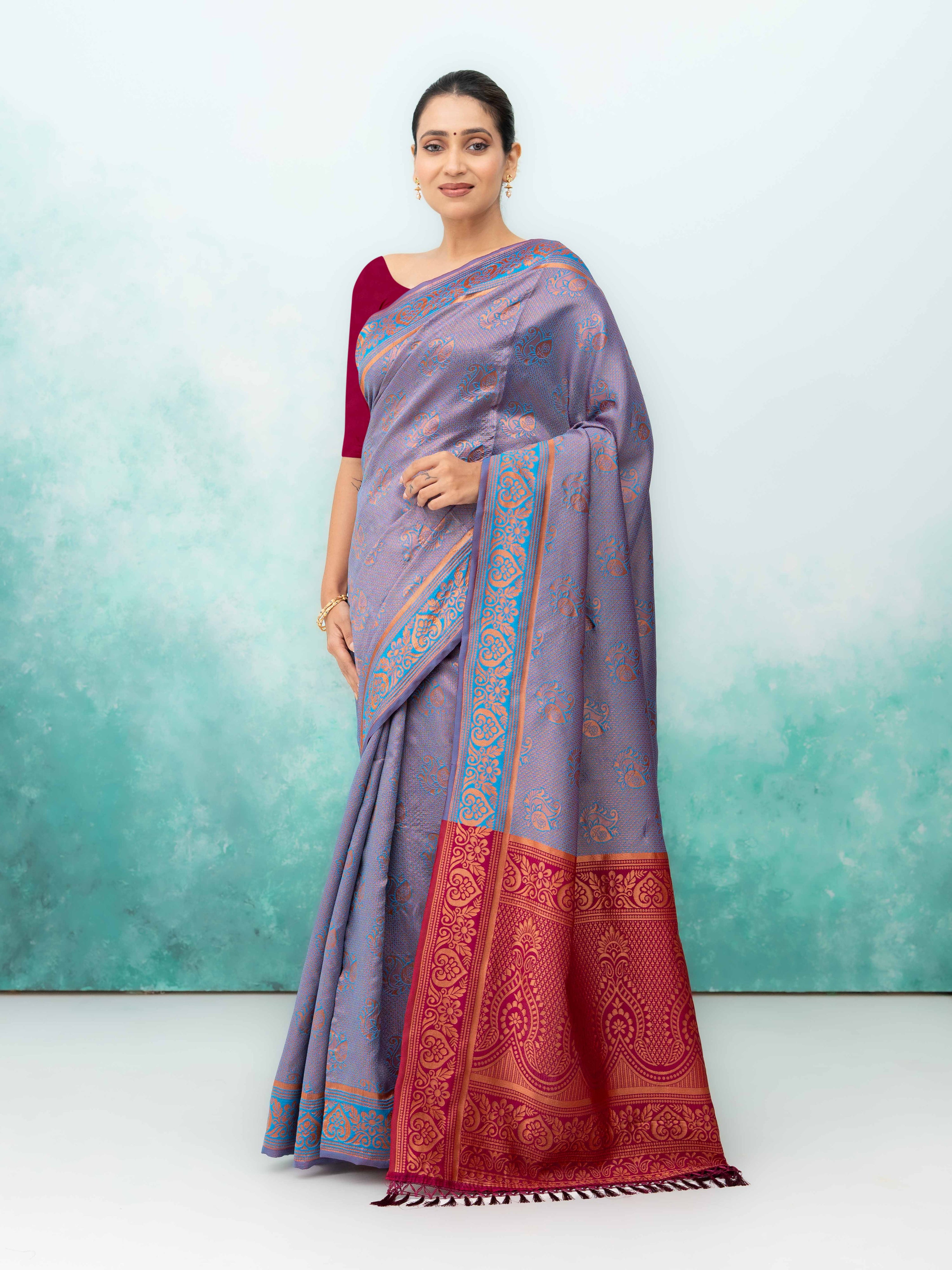 Light Purple Poly Silk Saree