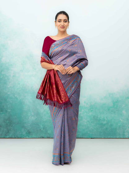 Light Purple Poly Silk Saree
