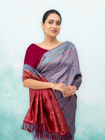Light Purple Poly Silk Saree