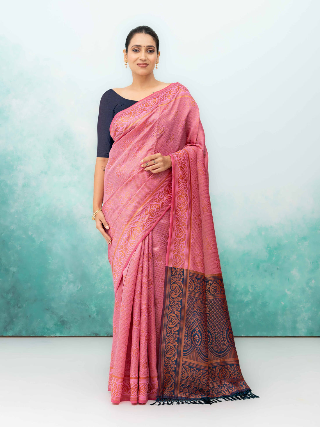 Light Pink Poly Silk Saree