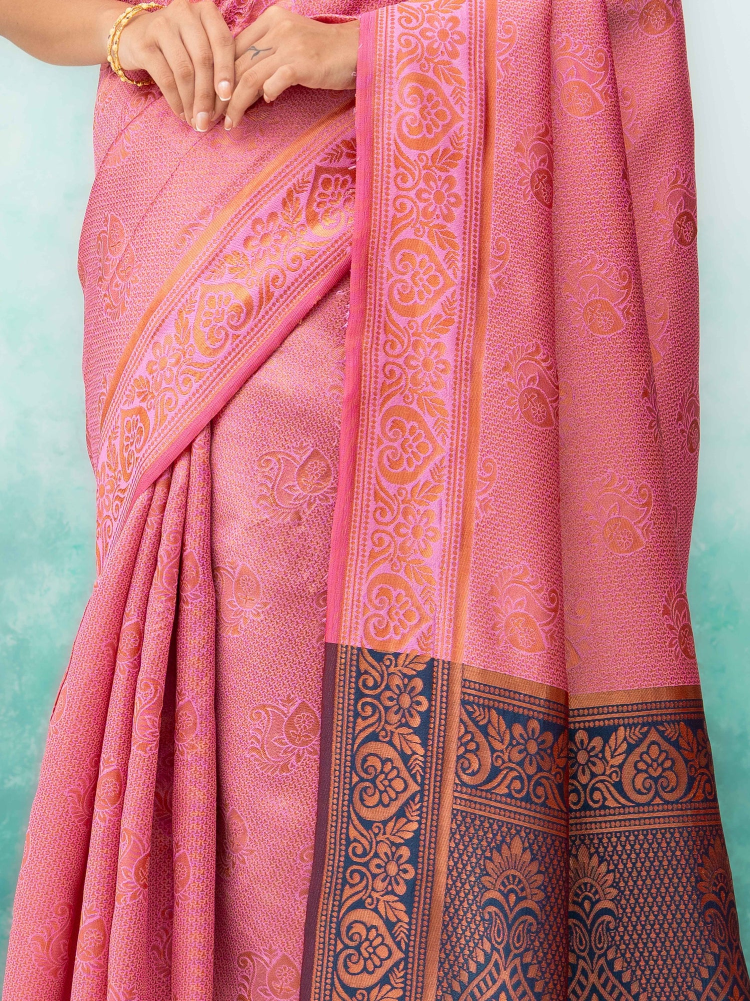 Light Pink Poly Silk Saree