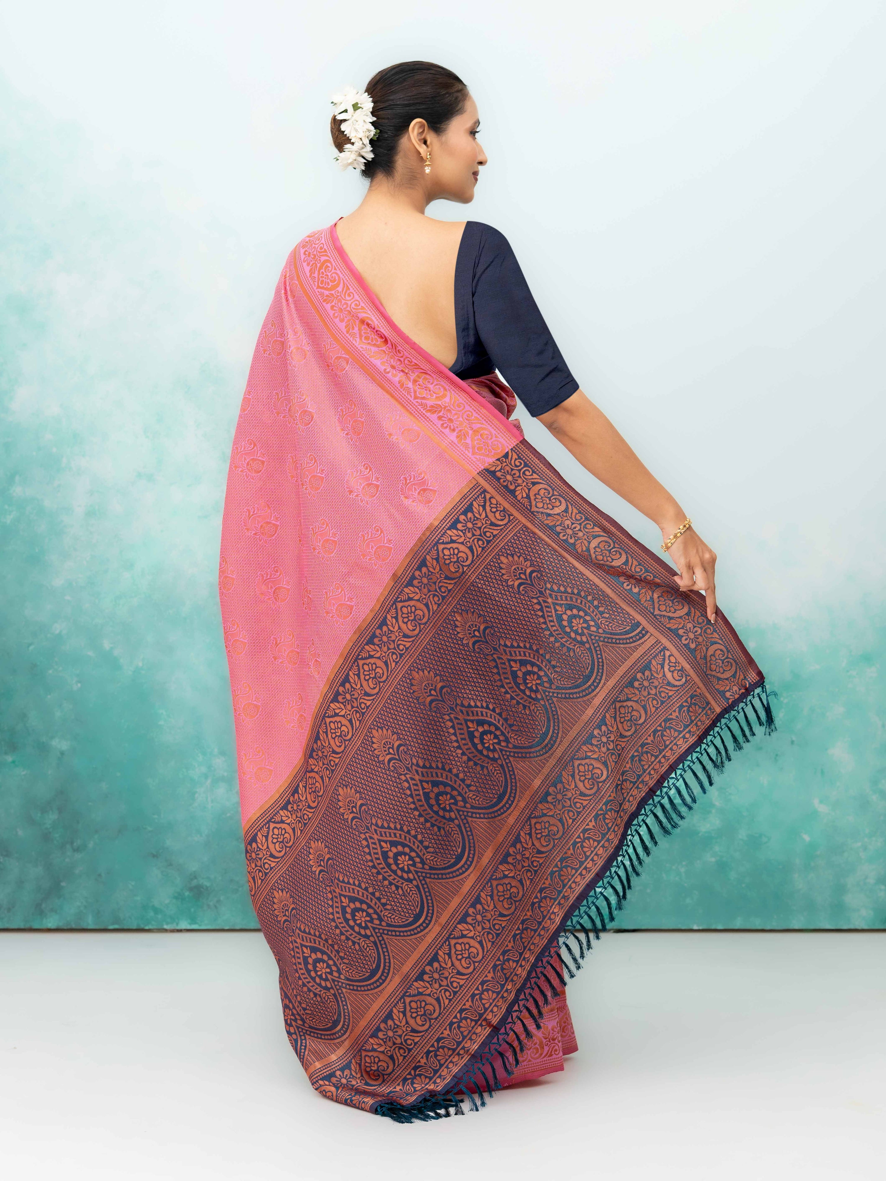 Light Pink Poly Silk Saree