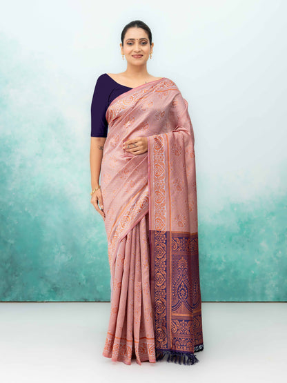 Peach Poly Silk Saree
