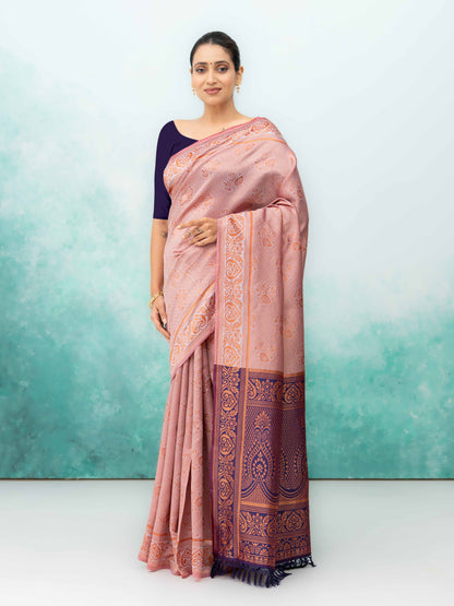 Peach Poly Silk Saree