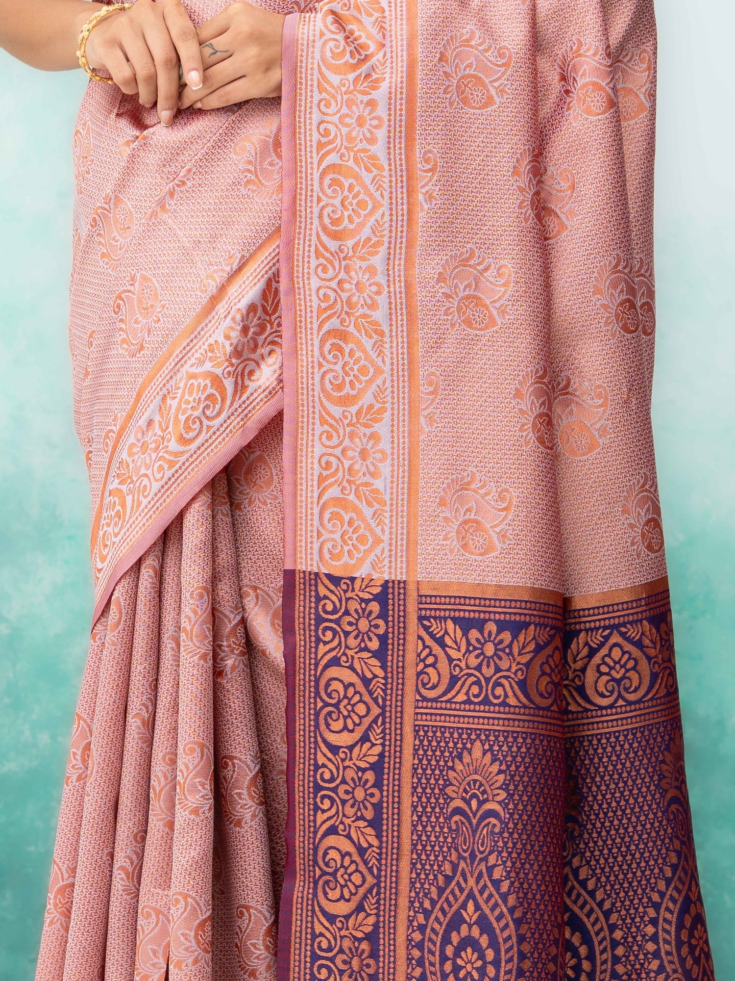 Peach Poly Silk Saree