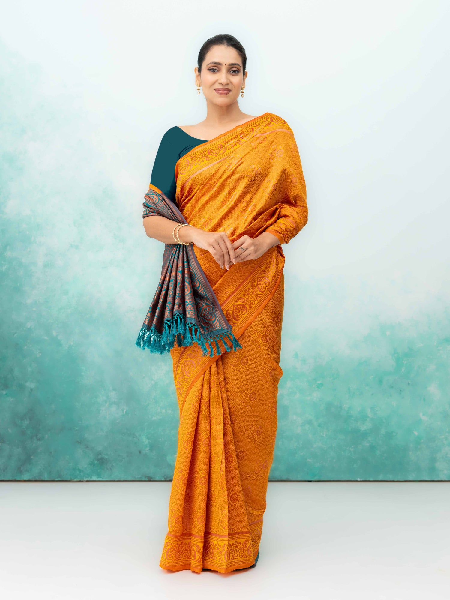 Yellow Poly Silk Saree