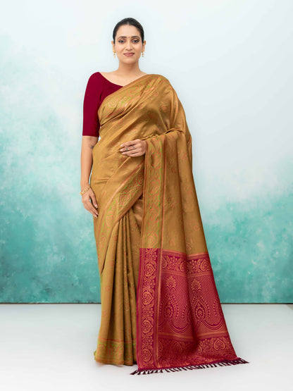 Brown Poly Silk Saree