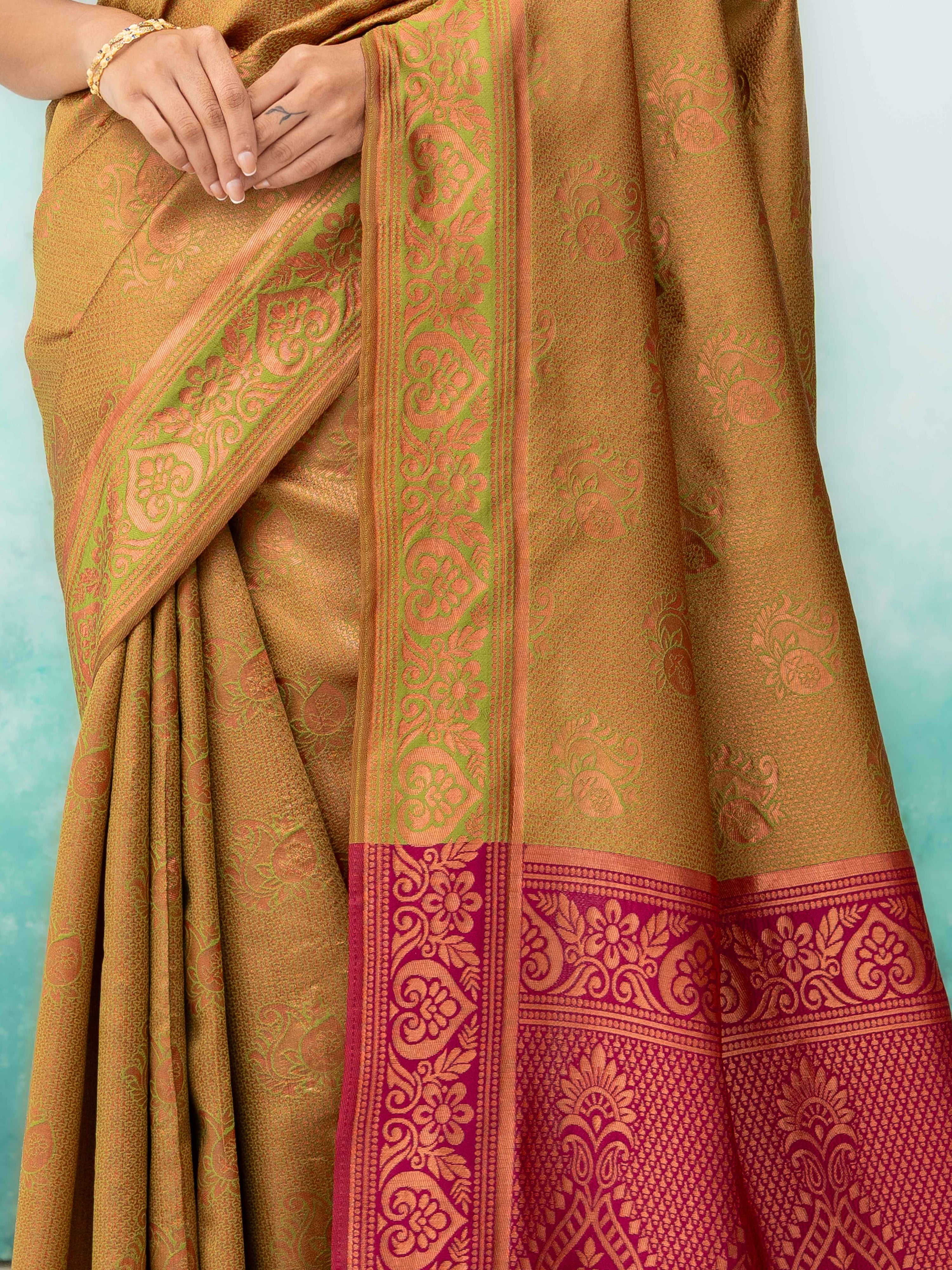 Brown Poly Silk Saree