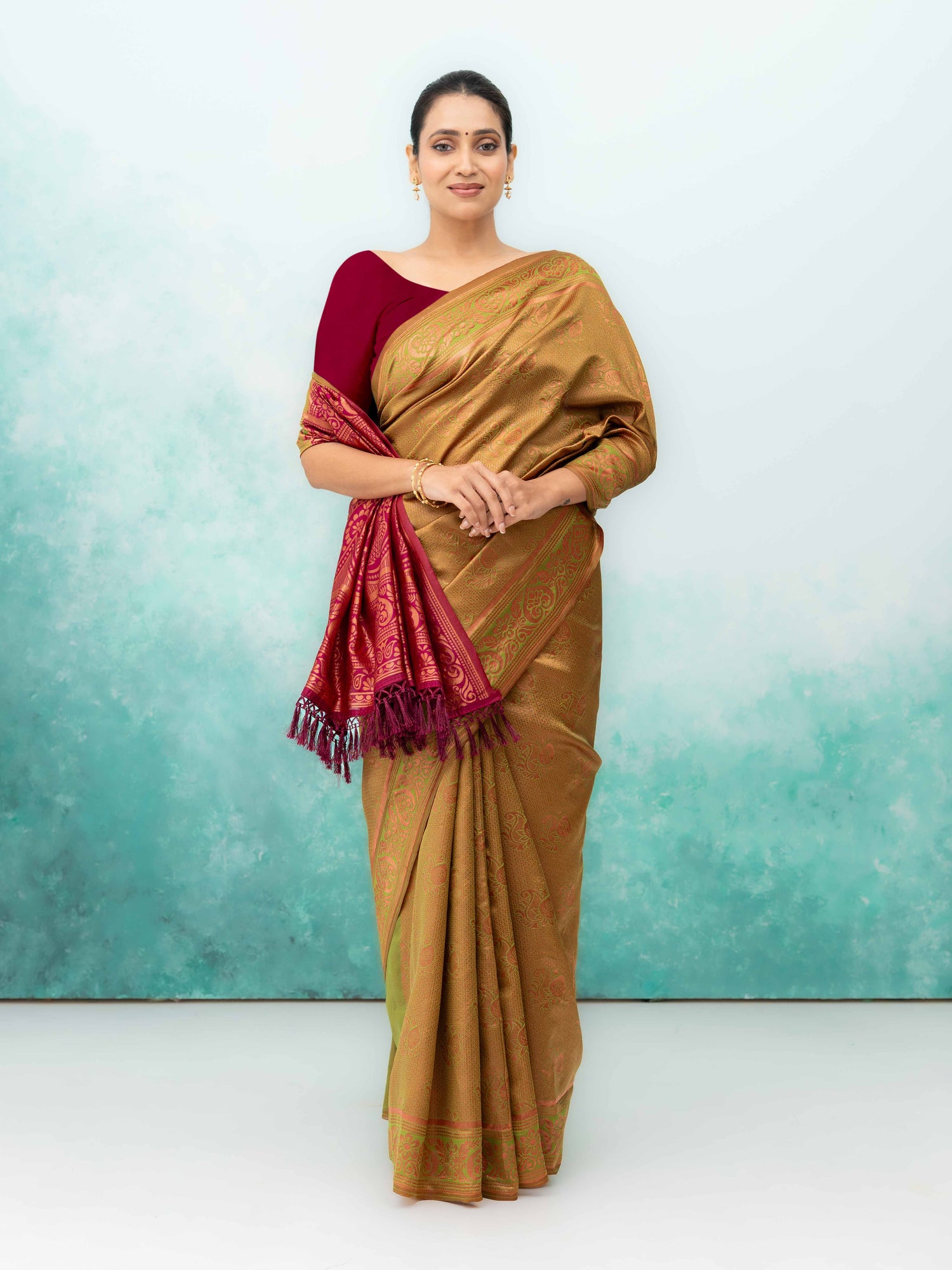 Brown Poly Silk Saree