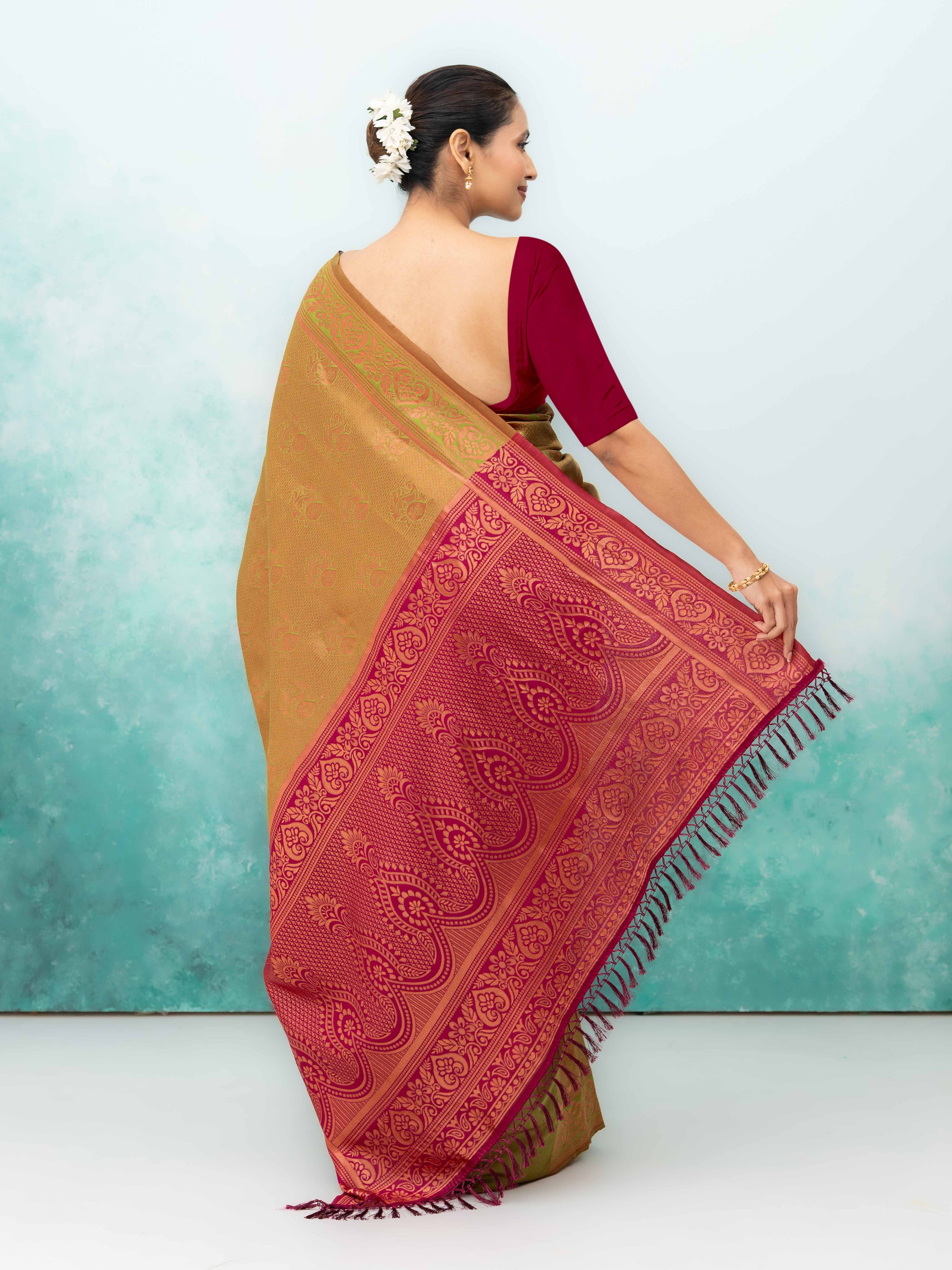 Brown Poly Silk Saree