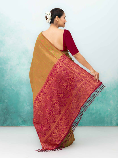 Brown Poly Silk Saree