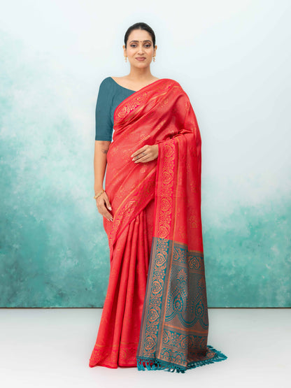 Rust Poly Silk Saree